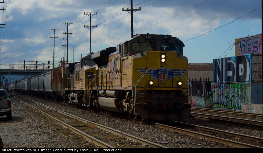 UP 8807 Leads a Grain Train